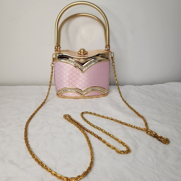 Vintage Handbags - Vibtage Pink & Gold Cocktail Purse